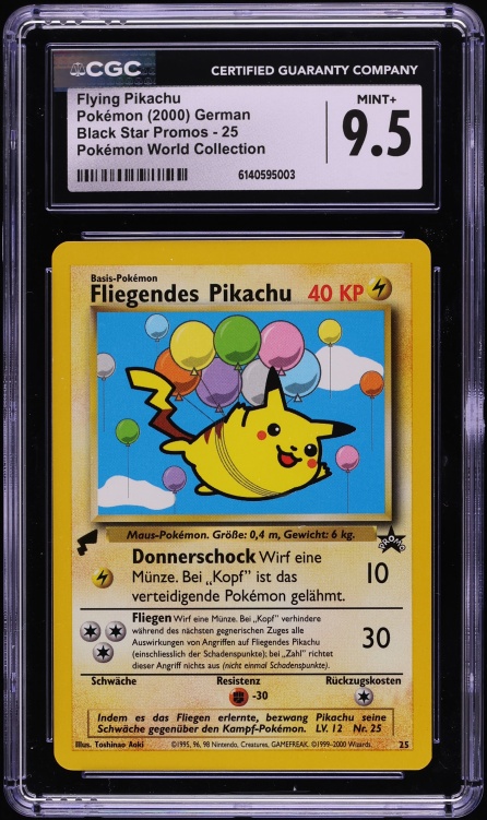 2000 Pokemon German World Collection Flying Pikachu #25 CGC 9.5 MINT+