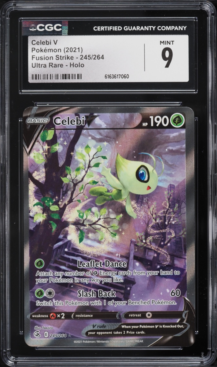 2021 Pokemon Sword & Shield Fusion Strike Alt Art Celebi V #245 CGC 9 MINT
