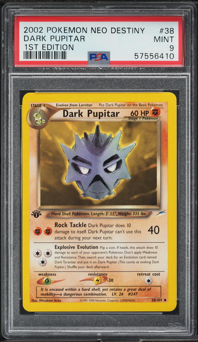 2002 Pokemon Neo Destiny 1st Edition Dark Pupitar #38 PSA 9 MINT