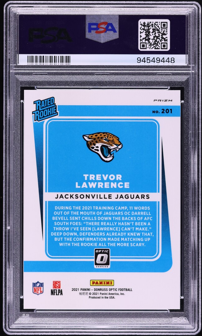 2021 Donruss Optic White Sparkle Trevor Lawrence ROOKIE #201 PSA 10 GEM MINT
