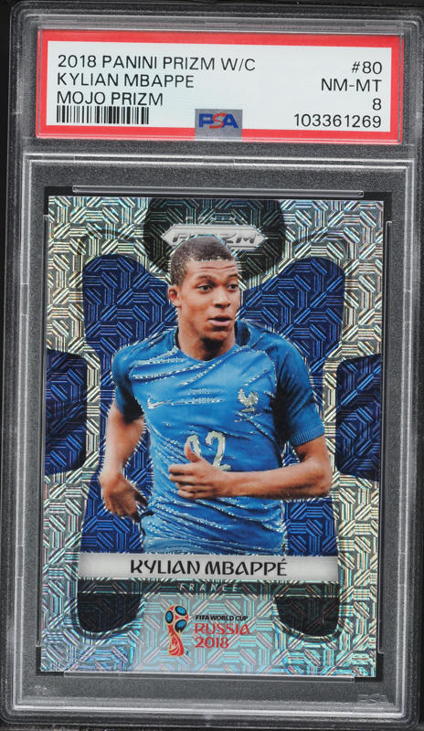 2018 Panini Prizm World Cup Red Blue Wave Kylian Mbappe ROOKIE #80
