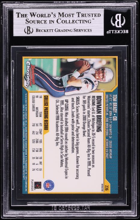 2000 Bowman Chrome Refractor Tom Brady ROOKIE #236 BGS 8.5 NM-MT+