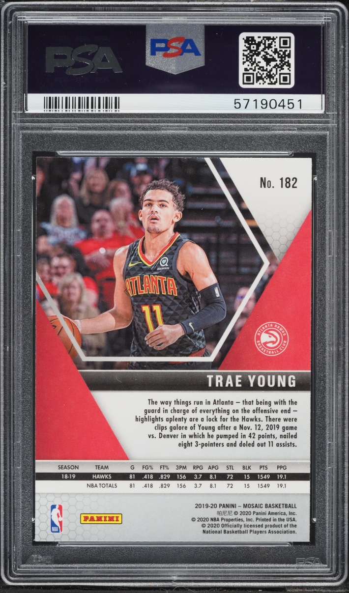 2019 Panini Mosaic Trae Young #182 PSA 10 GEM MINT