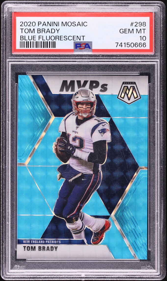 2020 Panini Mosaic MVPs Blue Fluorescent Prizm Tom Brady /15 #298 PSA 10 GEM MINT - Photo 1