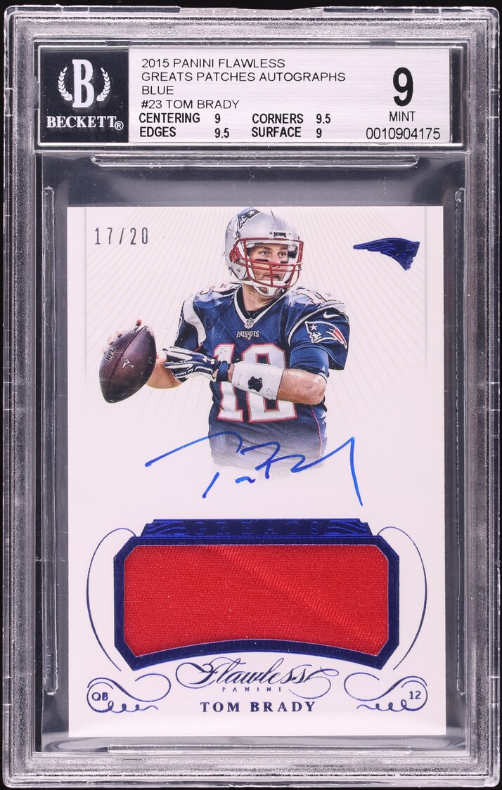2015 Panini Flawless Greats Blue Tom Brady PATCH AUTO /20 #GPA-TB BGS 9 MINT - Photo 1