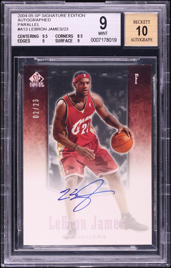 2004 SP Signature Edition Parallel LeBron James AUTO /23 #A13 BGS 9 MINT - Photo 1