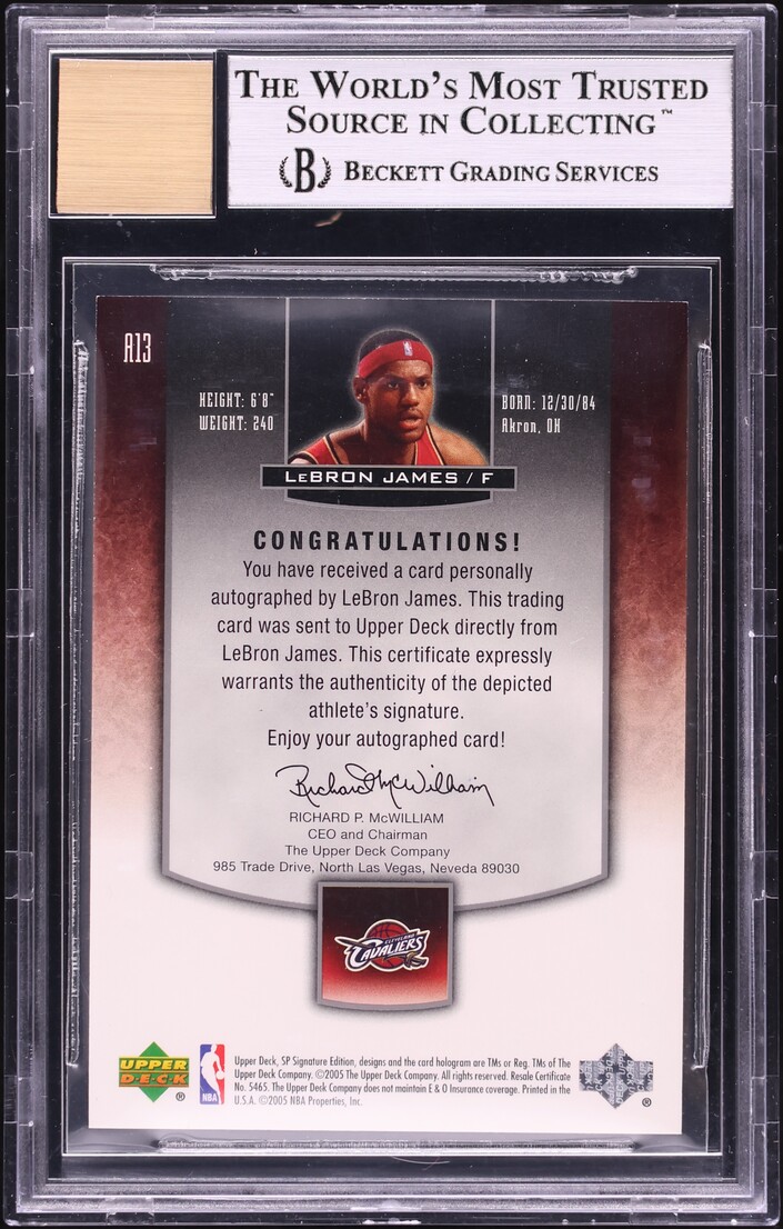 2004 SP Signature Edition Parallel LeBron James AUTO /23 #A13 BGS 9 MINT - Photo 2