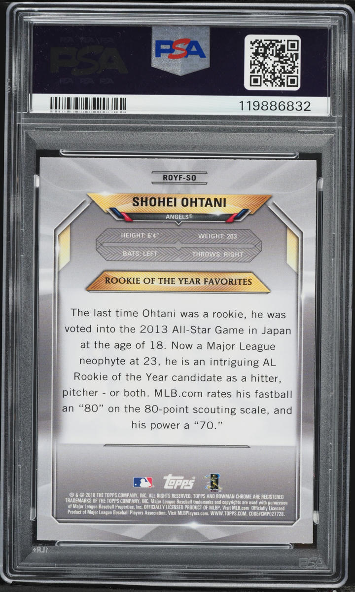 2018 Bowman Chrome Mega Box ROY Favorites Shohei Ohtani ROOKIE #ROYF-SO PSA 9 MINT
