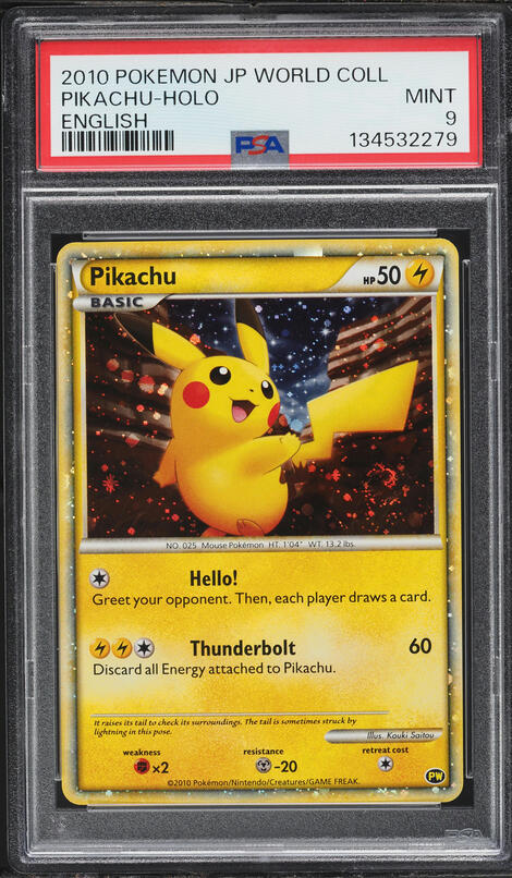 2010 Pokemon Italian World Collection Holo Pikachu PSA 9 MINT on