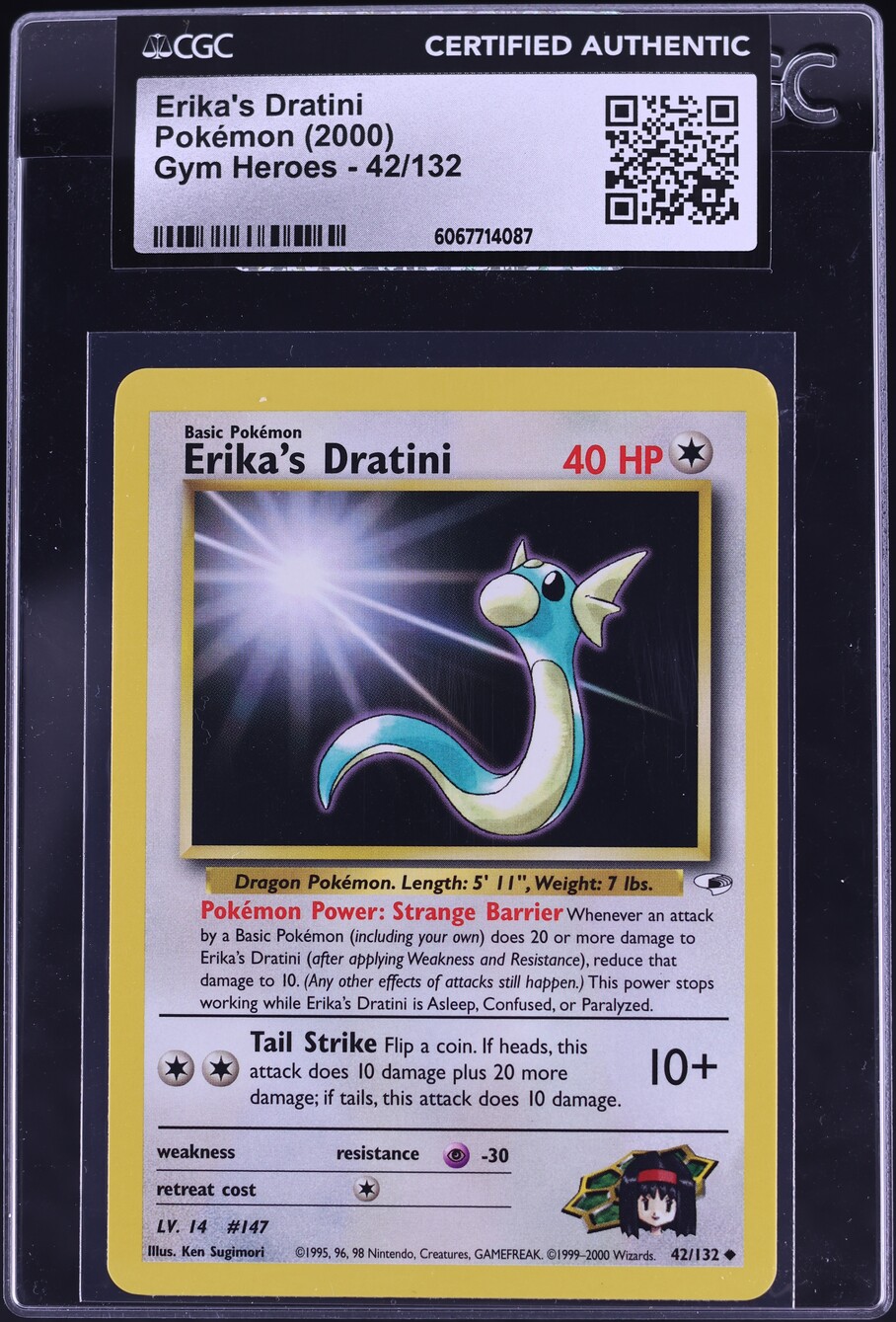 2000 Pokemon Gym Heroes Erika's Dratini #42 CGC AUTH
