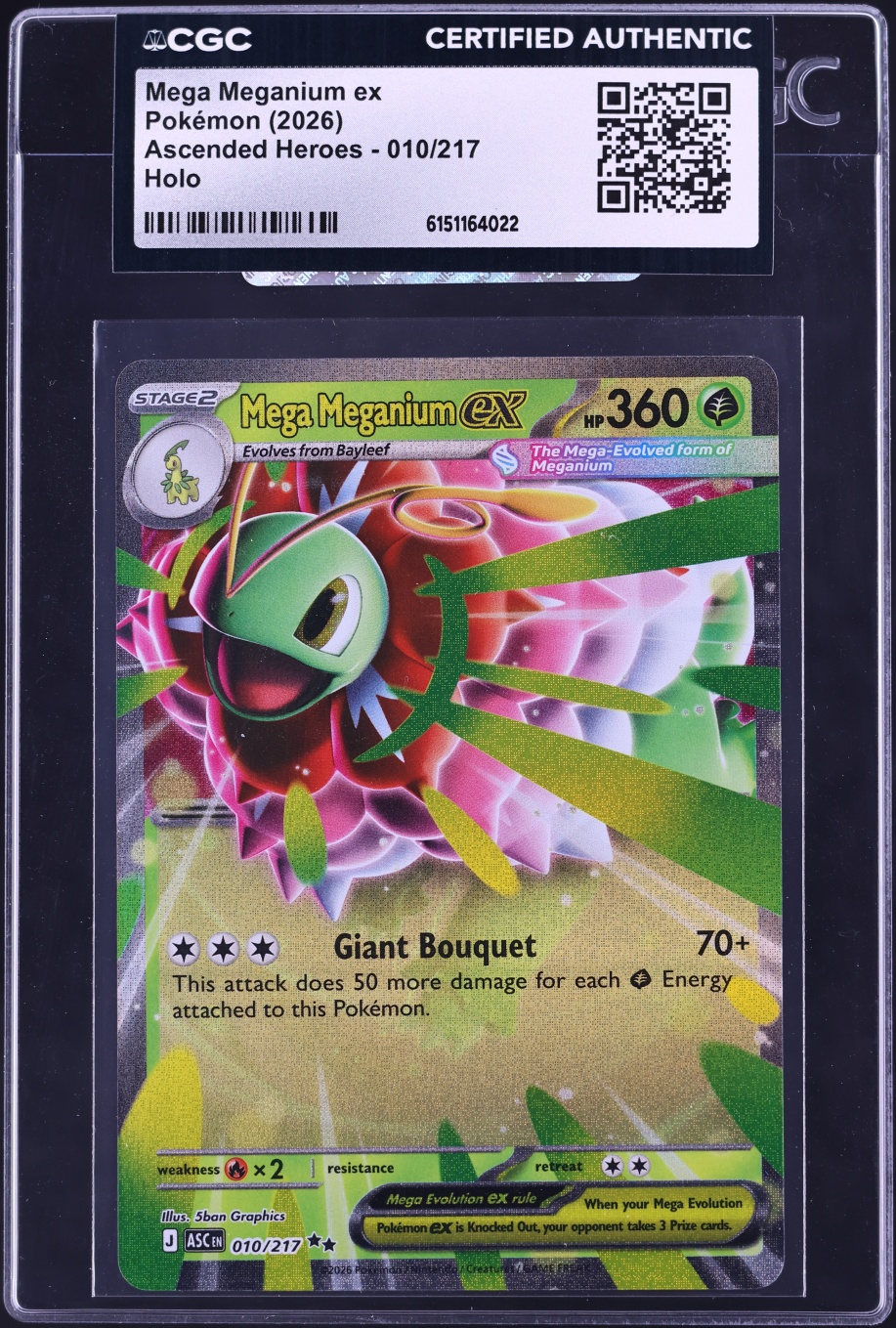 2026 Pokemon Mega Evolution Ascended Heroes Holo Mega Meganium EX #010 CGC AUTH
