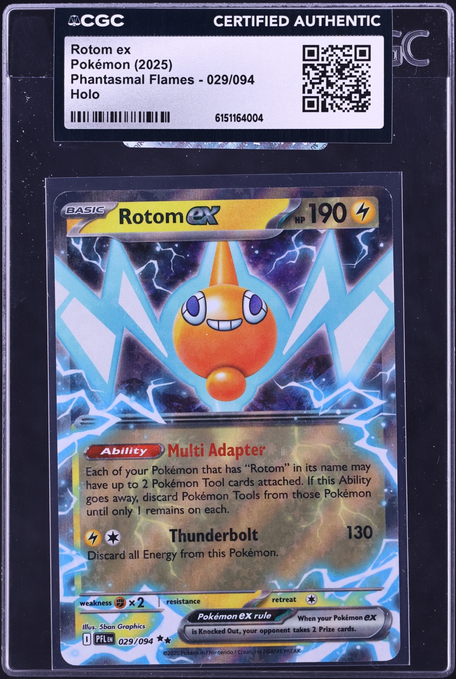 2025 Pokemon Mega Evolution Phantasmal Flames Holo Rotom EX #29 CGC AUTH