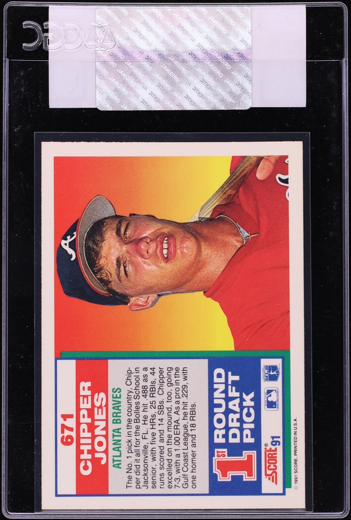 1991 Score Chipper Jones ROOKIE #671 CGC AUTH