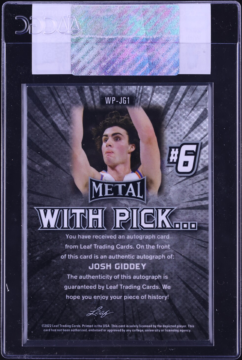 2021 Leaf Metal With Pick Silver Wave Josh Giddey ROOKIE