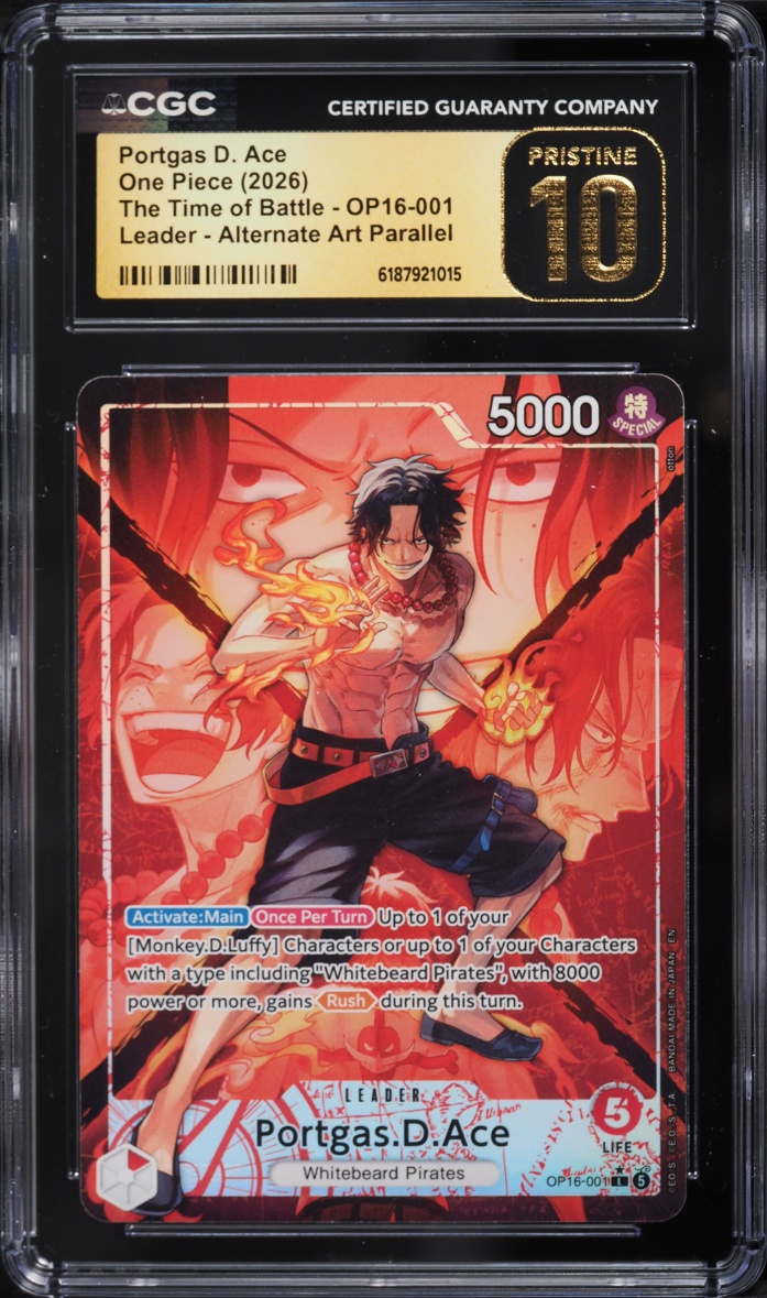 2026 One Piece The Time Of Battle Alt Art Portgas D. Ace L #OP16-001 CGC 10 PRISTINE