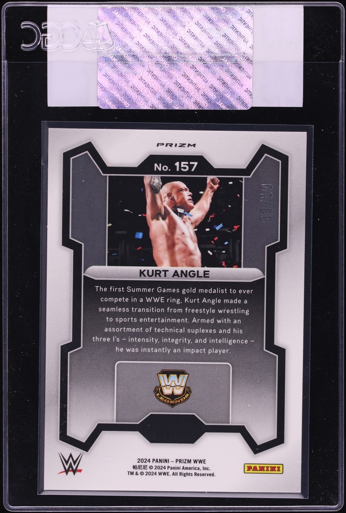 2024 Panini Prizm WWE Gold Kurt Angle /10 #157 CGC AUTH - Photo 2