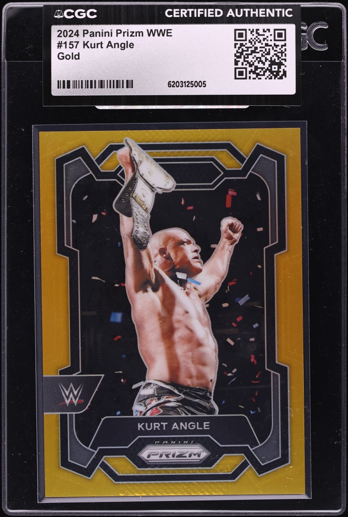2024 Panini Prizm WWE Gold Kurt Angle /10 #157 CGC AUTH