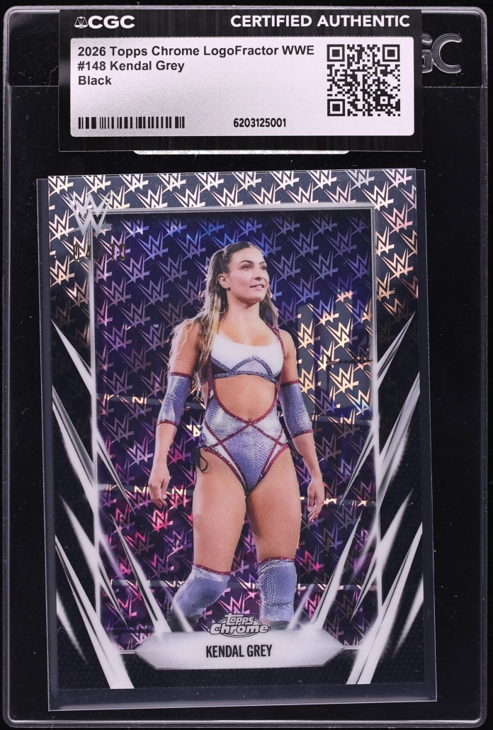 2026 Topps Chrome Logofractor WWE Black Kendal Grey /10 #148 CGC AUTH