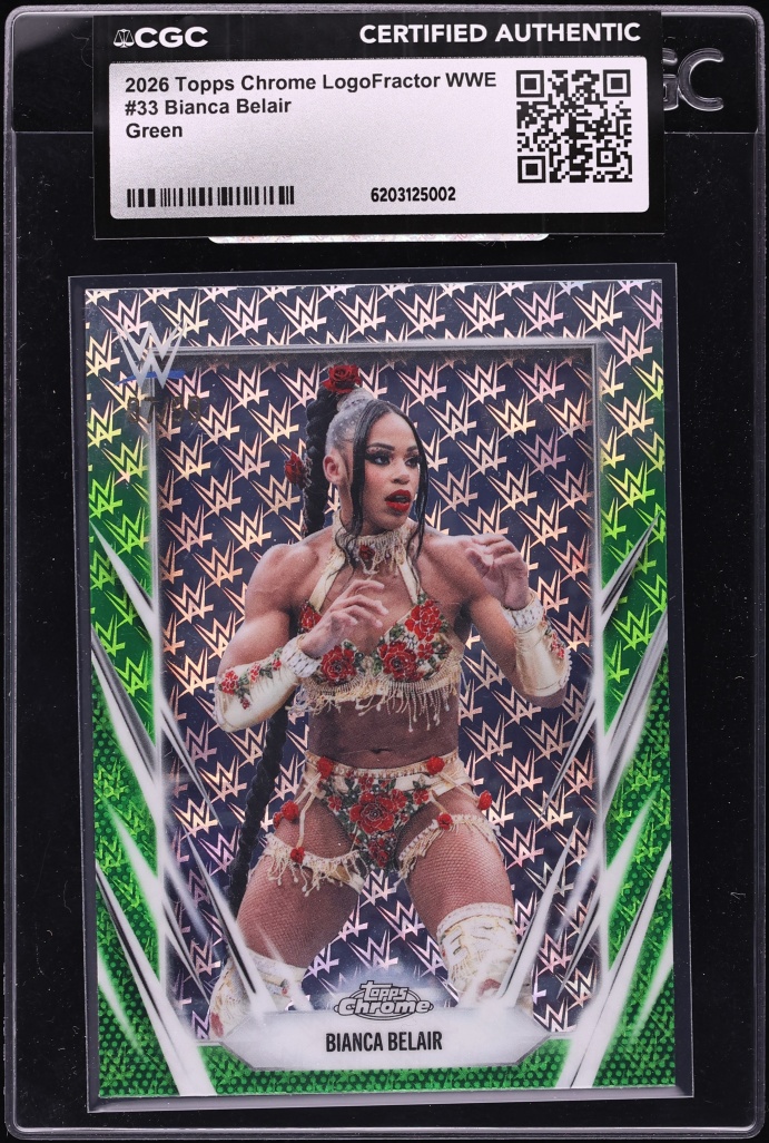 2026 Topps Chrome Logofractor WWE Green Bianca Belair /99 #33 CGC AUTH