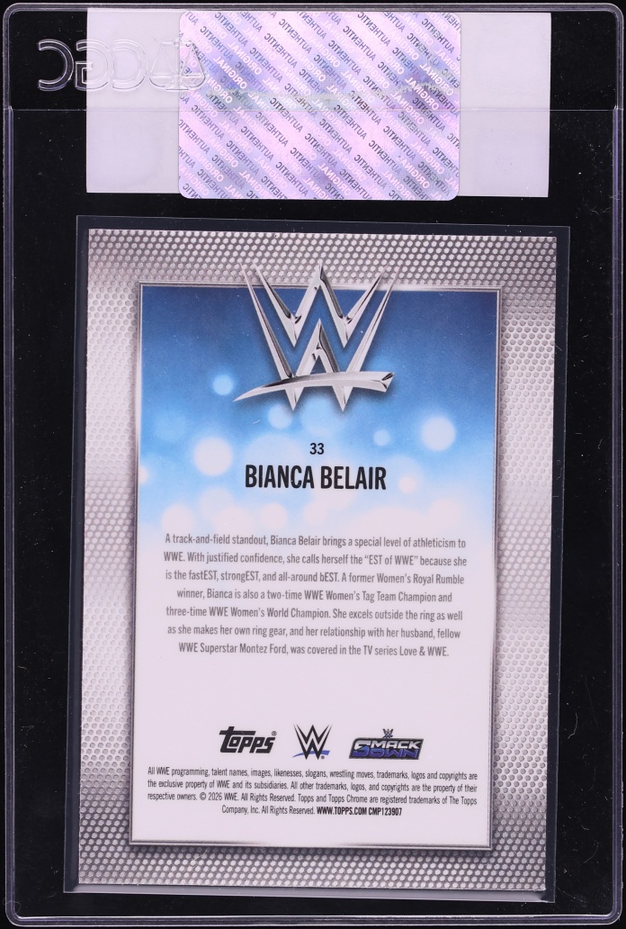 2026 Topps Chrome Logofractor WWE Green Bianca Belair /99 #33 CGC AUTH - Photo 2
