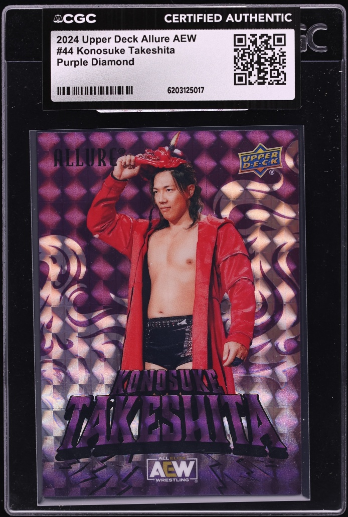 2024 Upper Deck Allure AEW Purple Diamond Konosuke Takeshita /10 #44 CGC AUTH
