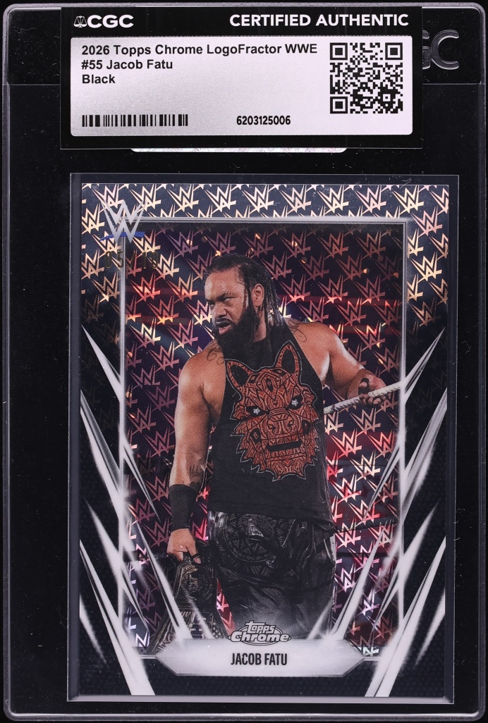 2026 Topps Chrome Logofractor WWE Black Jacob Fatu /10 #55 CGC AUTH