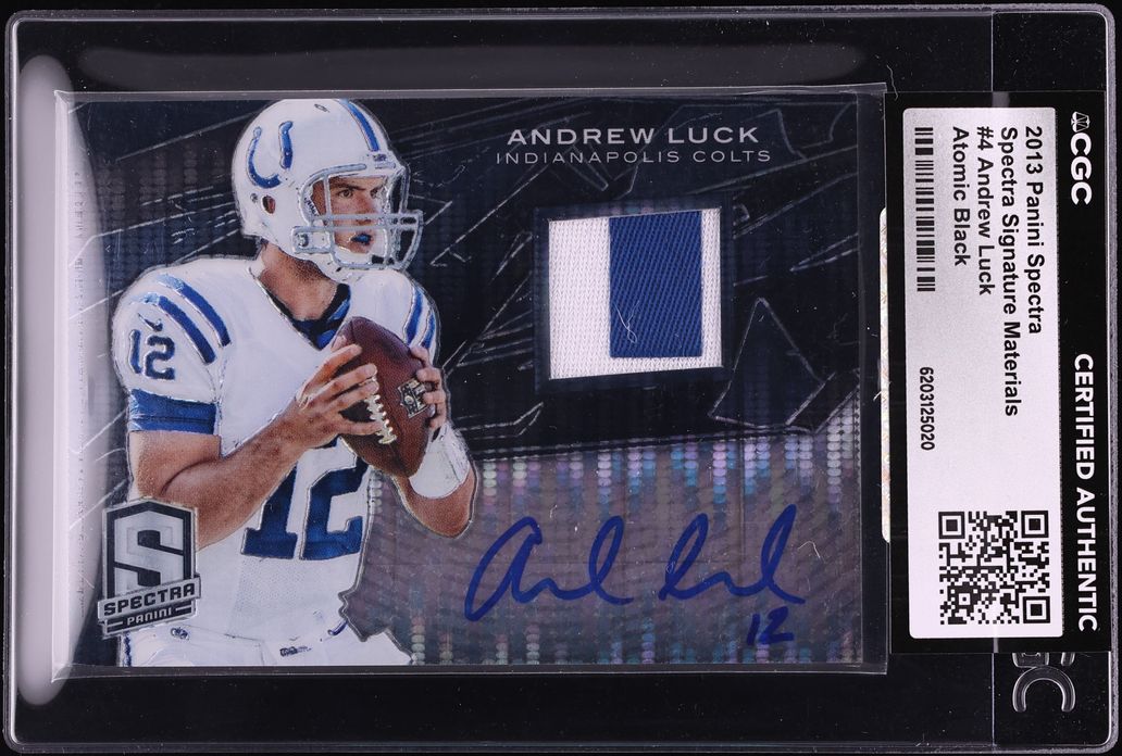 2013 Panini Spectra Materials Atomic Black Andrew Luck PATCH AUTO 1/1 #4 CGC AUTH