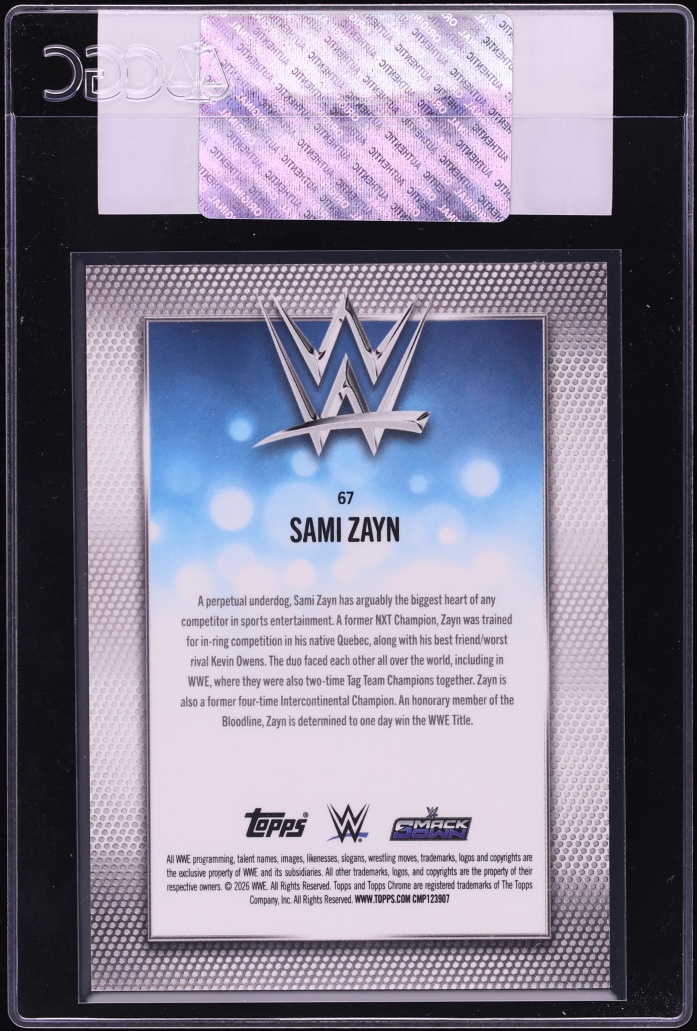 2026 Topps Chrome WWE Black Geometric Refractor Sami Zayn 1/2 #67 CGC AUTH - Photo 2