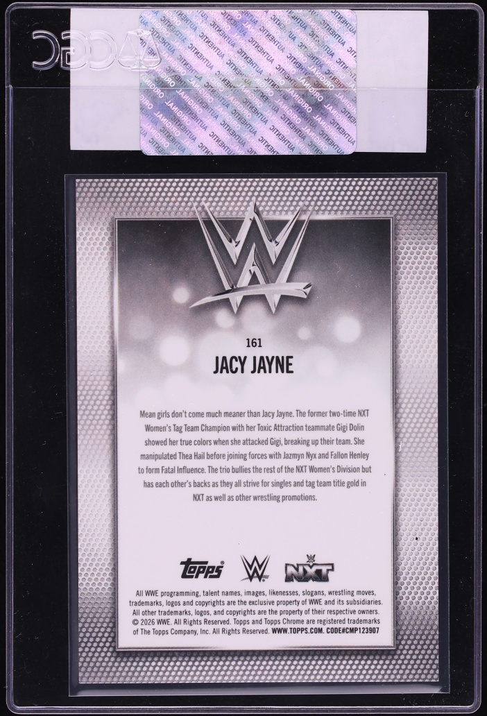 2026 Topps Chrome WWE Black Geometric Refractor Jacy Jayne 1/2 #161 CGC AUTH - Photo 2