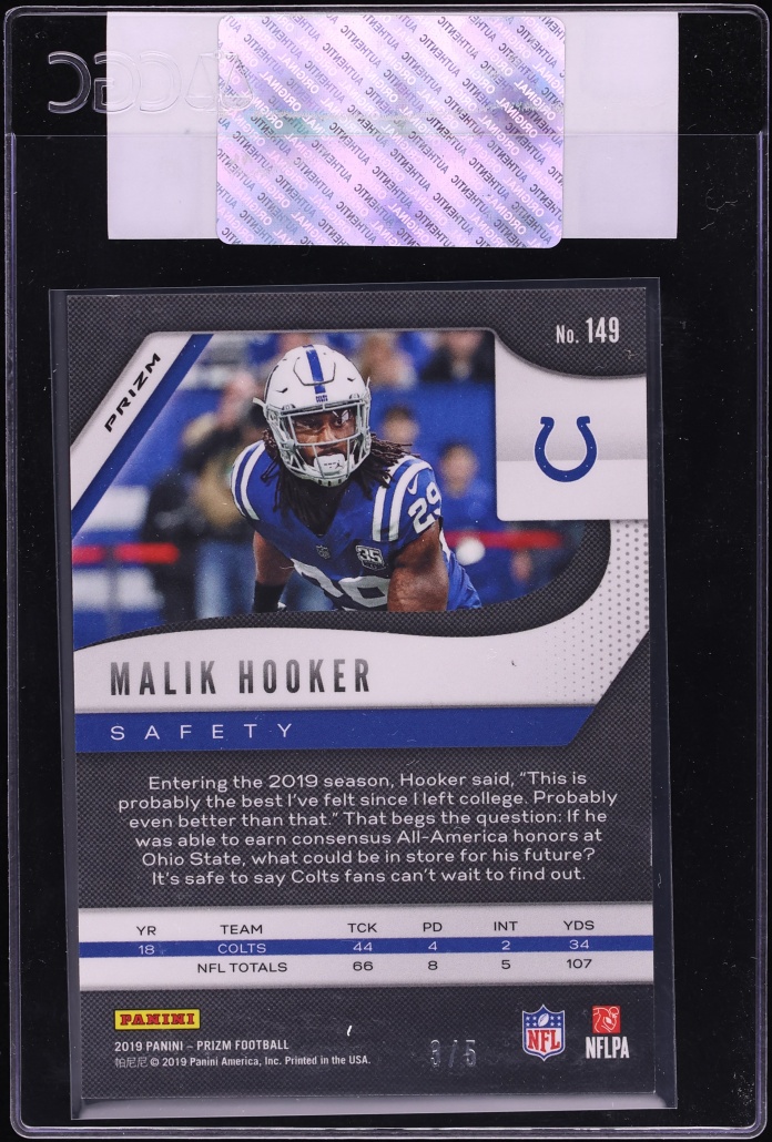 2019 Panini Prizm Gold Vinyl Malik Hooker /5 #149 CGC AUTH - Photo 2