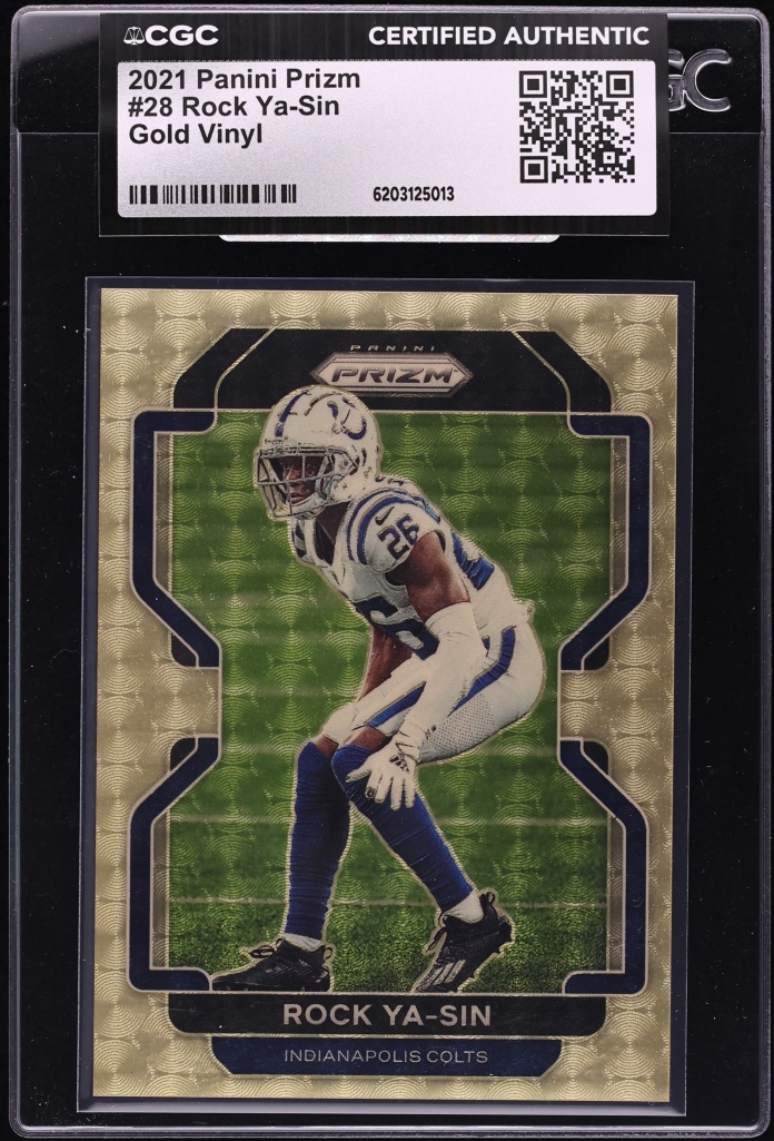 2021 Panini Prizm Gold Vinyl Rock Ya-Sin /5 #28 CGC AUTH
