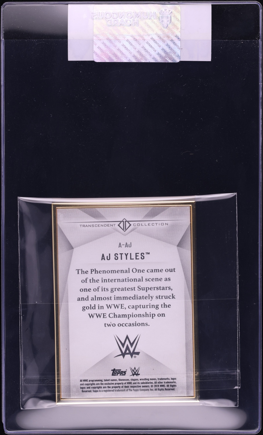 2019 Topps WWE Transcendent Collection Blue AJ Styles AUTO /15 #A-AJ CGC AUTH - Photo 2