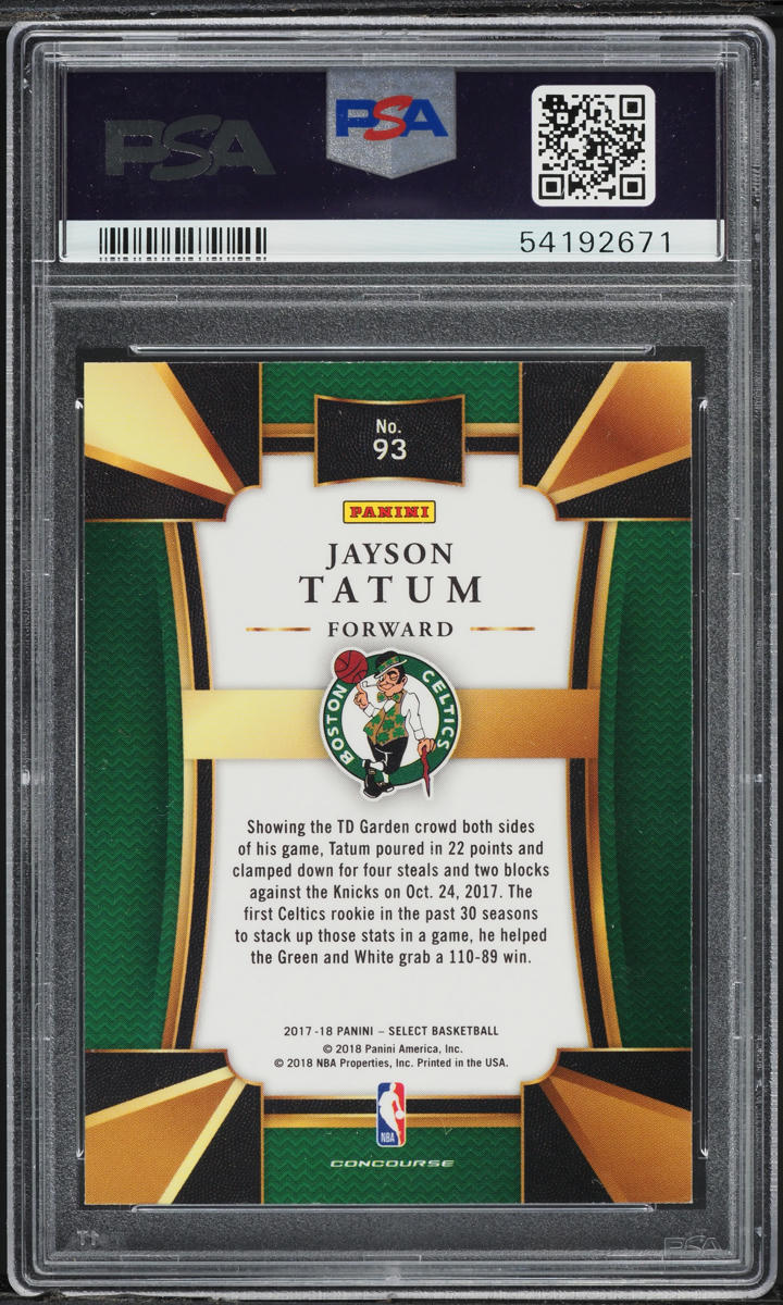 2017 Select Concourse Jayson Tatum ROOKIE #93 PSA 10 GEM MINT