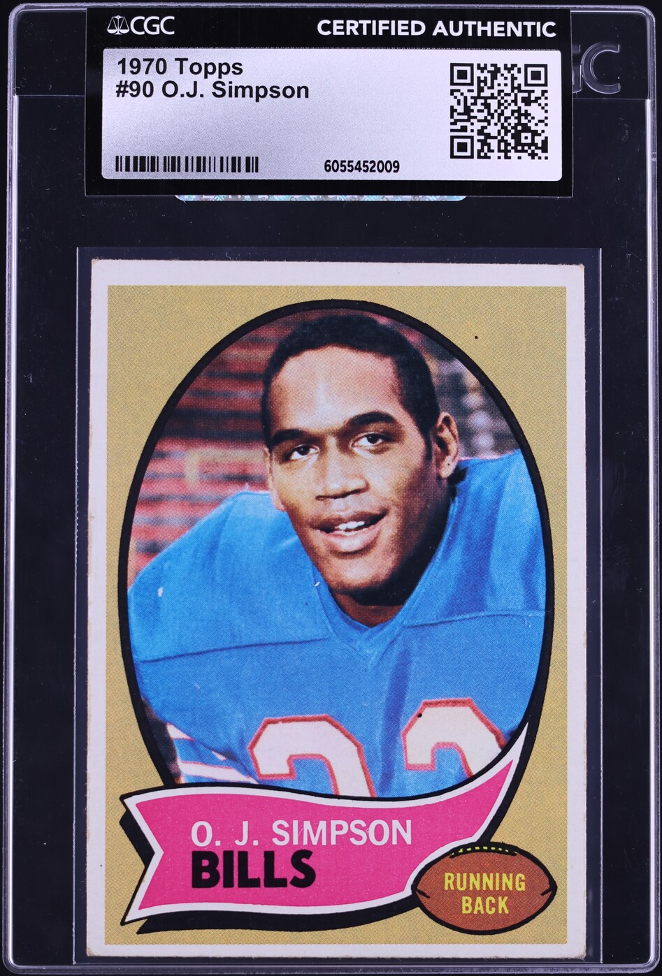 1970 Topps Football O.J. Simpson ROOKIE #90 CGC AUTH