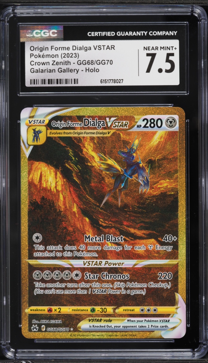 2023 Pokemon SWSH Crown Zenith Gold Rare Origin Forme Dialga VSTAR #GG68 CGC 7.5 NRMT+