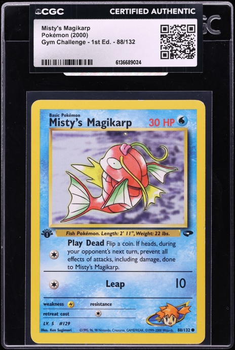 2000 Pokemon Gym Challenge 1st Edition Misty's Magikarp #88 CGC AUTH