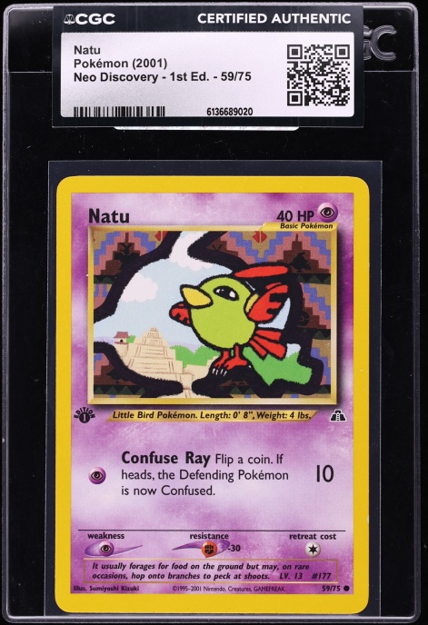 2001 Pokemon Neo Discovery 1st Edition Natu #59 CGC AUTH