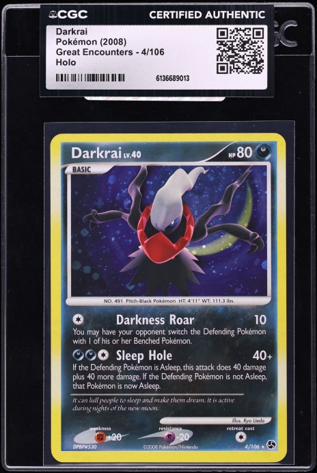 2008 Pokemon Diamond & Pearl Great Encounters Holo Darkrai #4 CGC AUTH