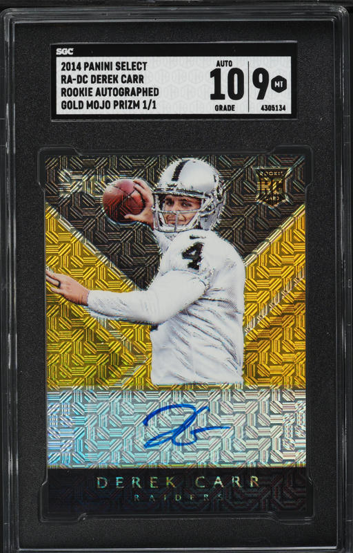 2014 Topps Chrome '63 Mini Refractor Derek Carr ROOKIE AUTO DNA 9