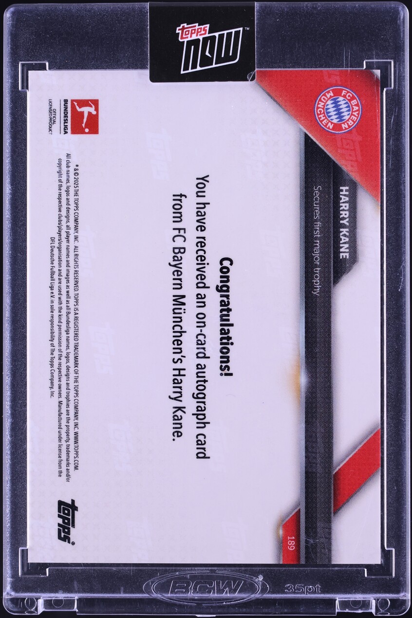 2025 Topps Now Bundesliga Foilfractor Harry Kane AUTO 1/1 #189