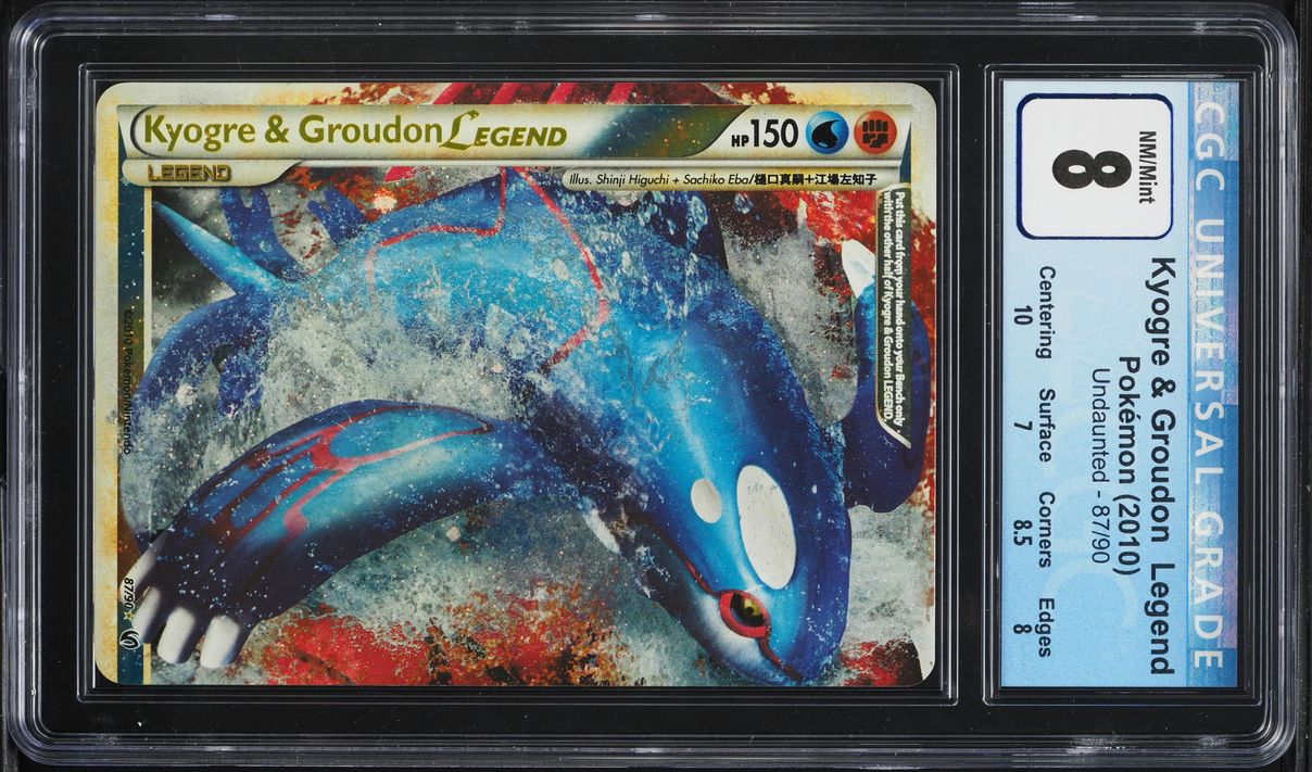 2010 Pokemon Undaunted Top Half Holo Kyogre & Groudon Legend #87 CGC 8 NM-MT
