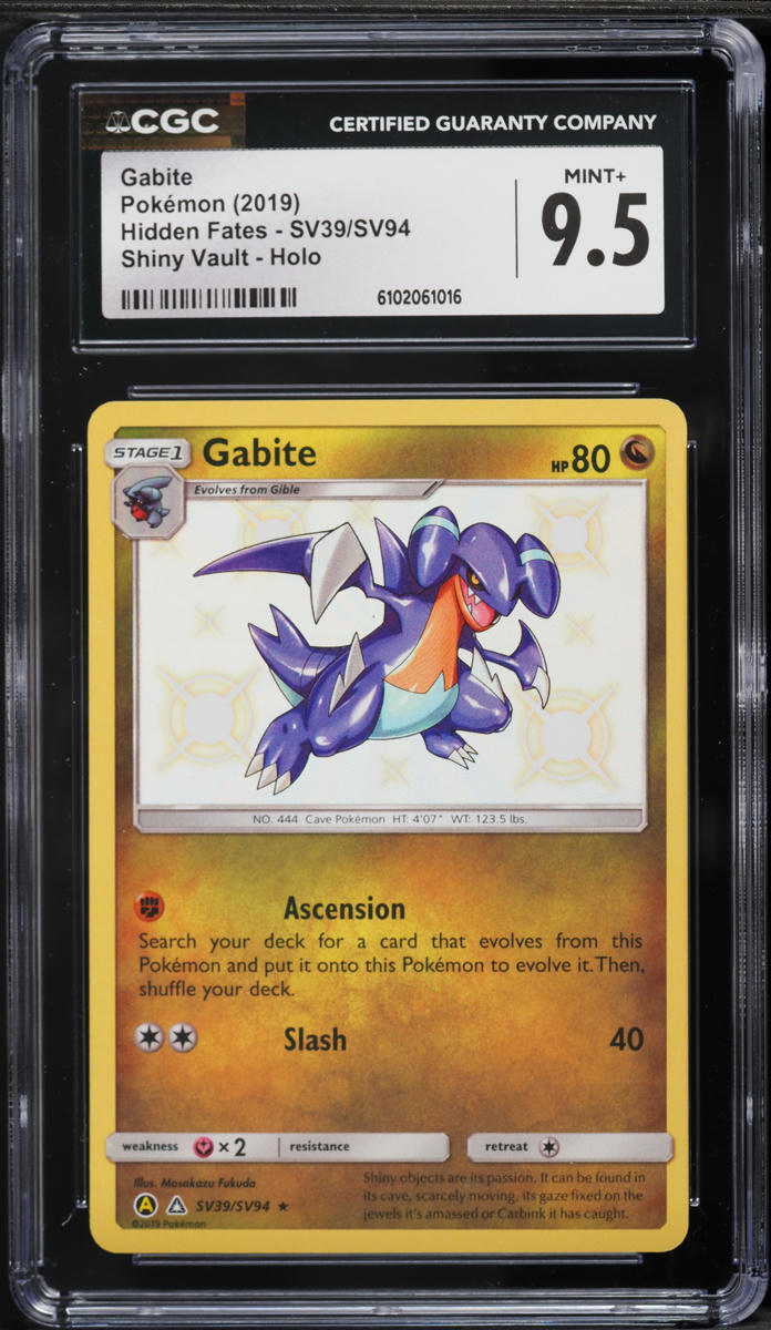 2019 Pokemon Sun & Moon Hidden Fates Shiny Vault Shiny Gabite #SV39 CGC 9.5 MINT+