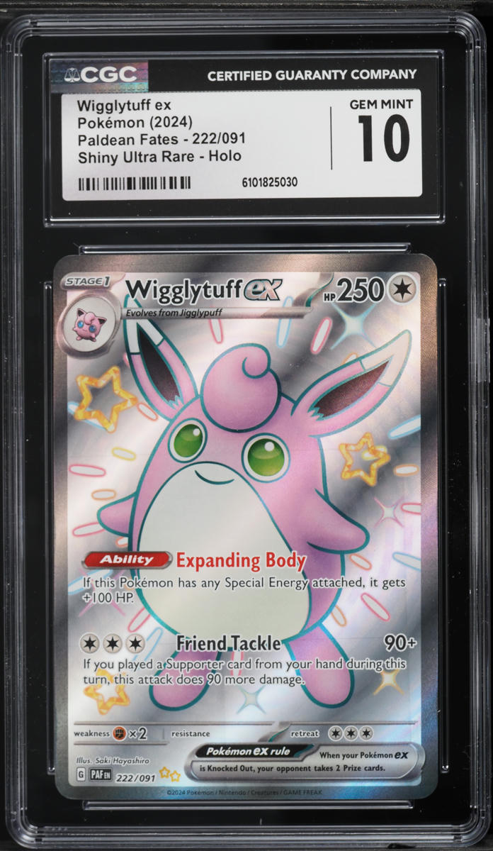 2024 Pokemon Scarlet & Violet Paldean Fates Full Art Shiny Wigglytuff ex #222 CGC 10 GEM MINT