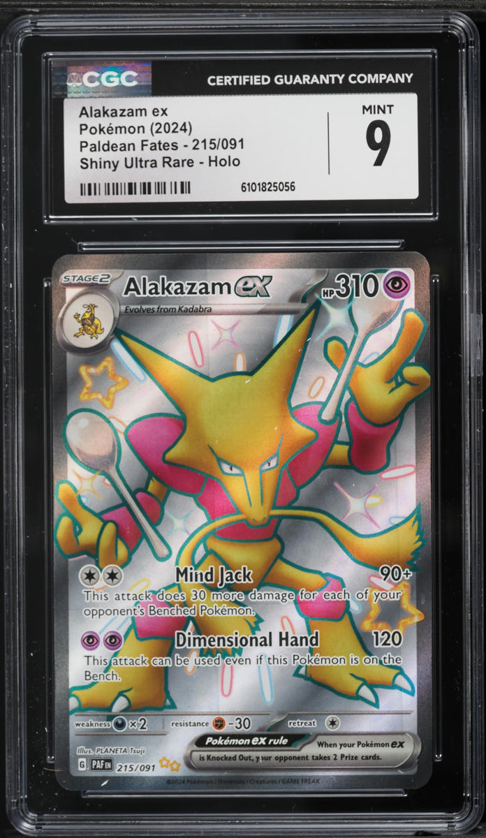 2024 Pokemon Scarlet & Violet Paldean Fates Full Art Shiny Alakazam ex #215 CGC 9 MINT