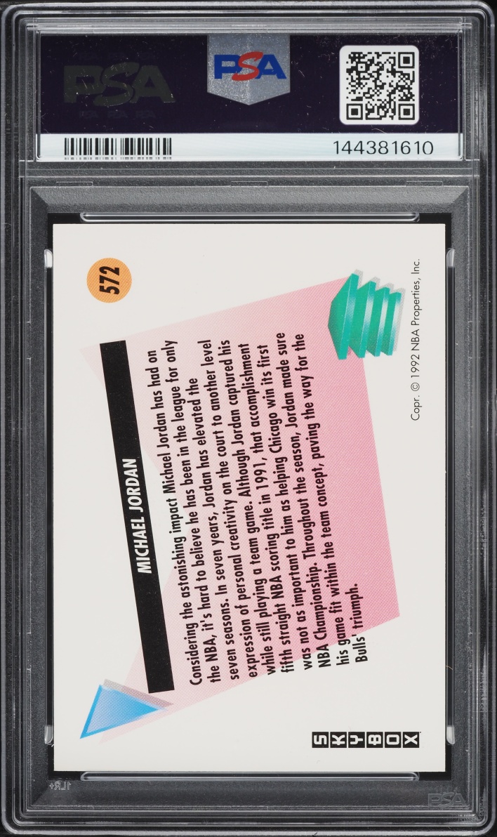 1991 Skybox Basketball Michael Jordan #572 PSA 9 MINT
