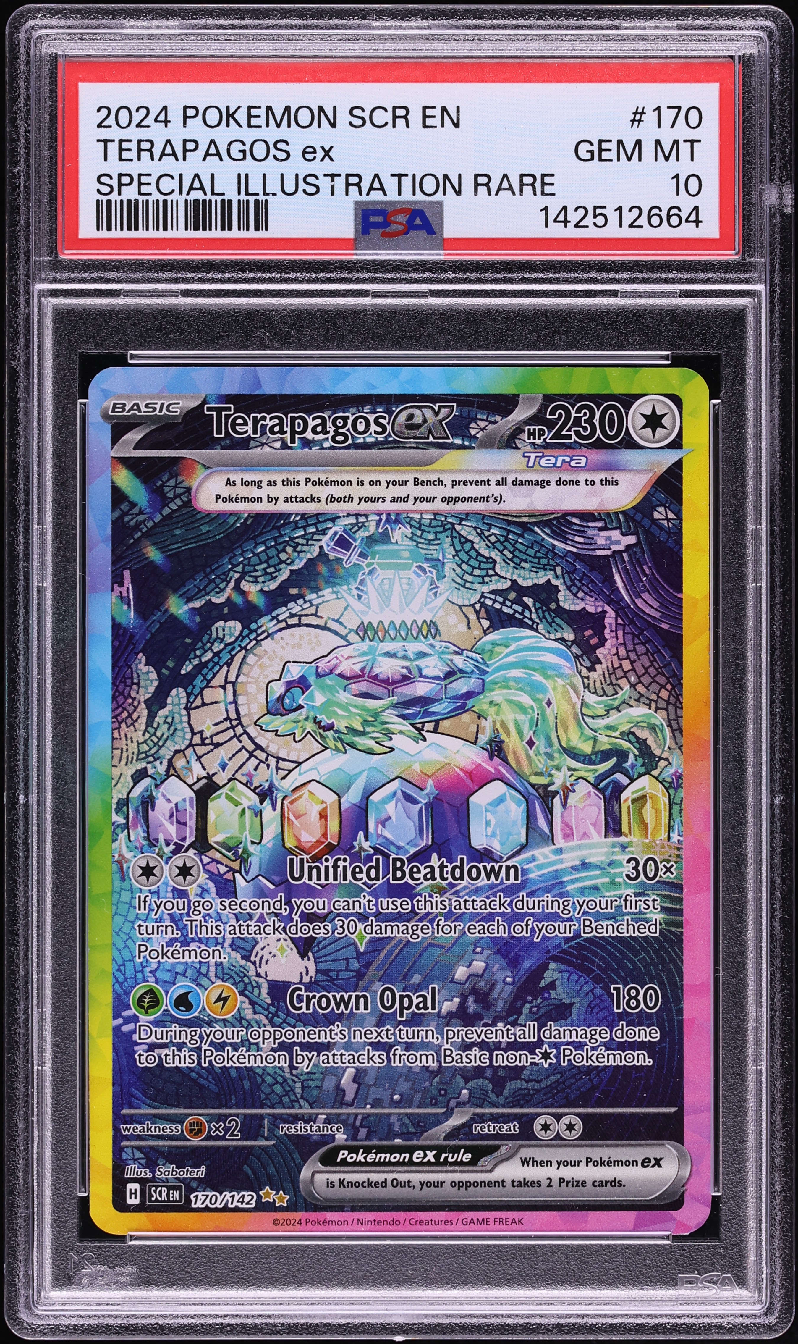 2024 Pokemon Scarlet & Violet Stellar Crown SIR Terapagos EX #170 PSA 10 GEM MINT