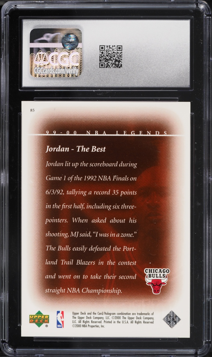 1999 Upper Deck Legends Michael Jordan #85 CGC 8 NM-MT