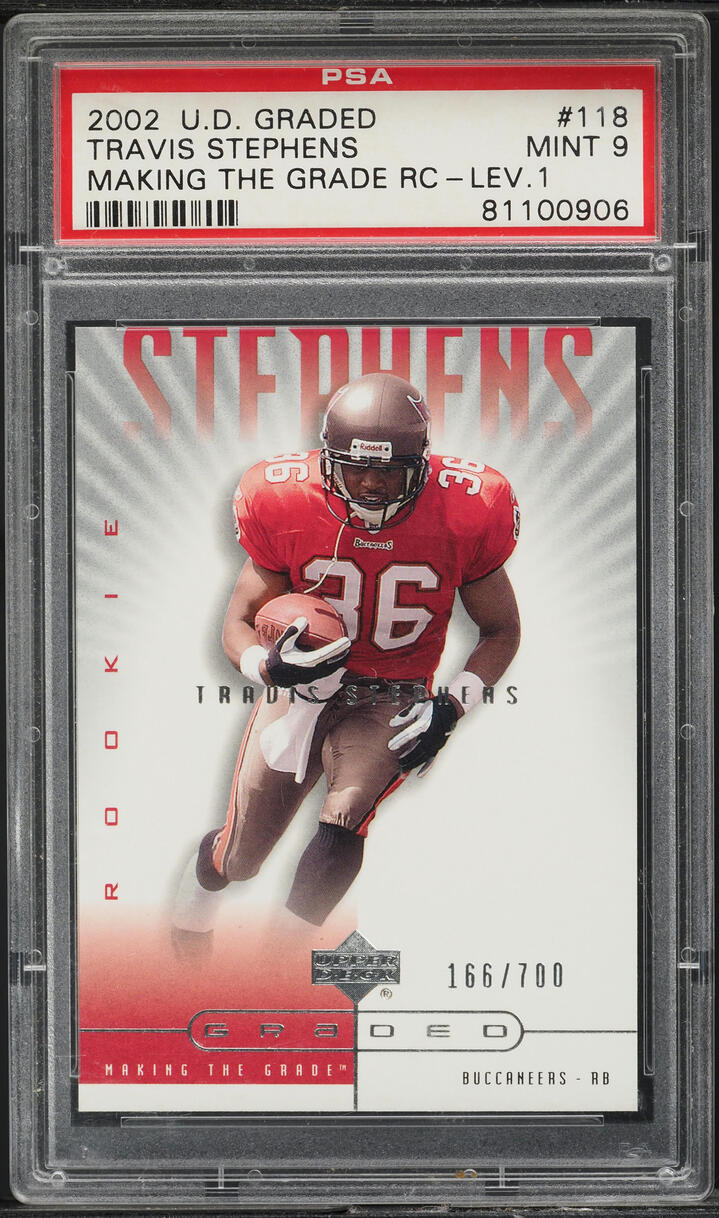 2002 UD Graded Making The Grade Level 1 Travis Stephens ROOKIE /700 #118 PSA 9