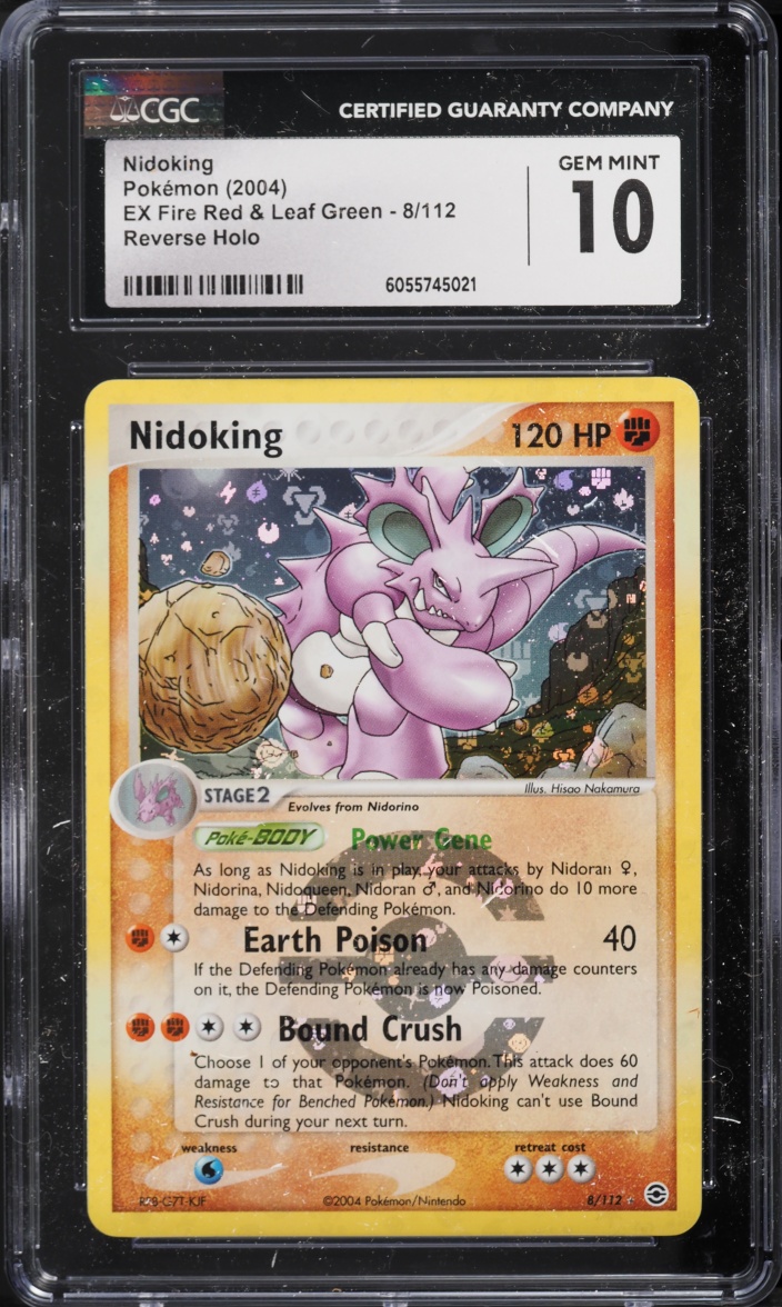2004 Pokemon Ex Fire Red & Leaf Green Reverse Holo Nidoking #8 CGC 10 GEM MINT