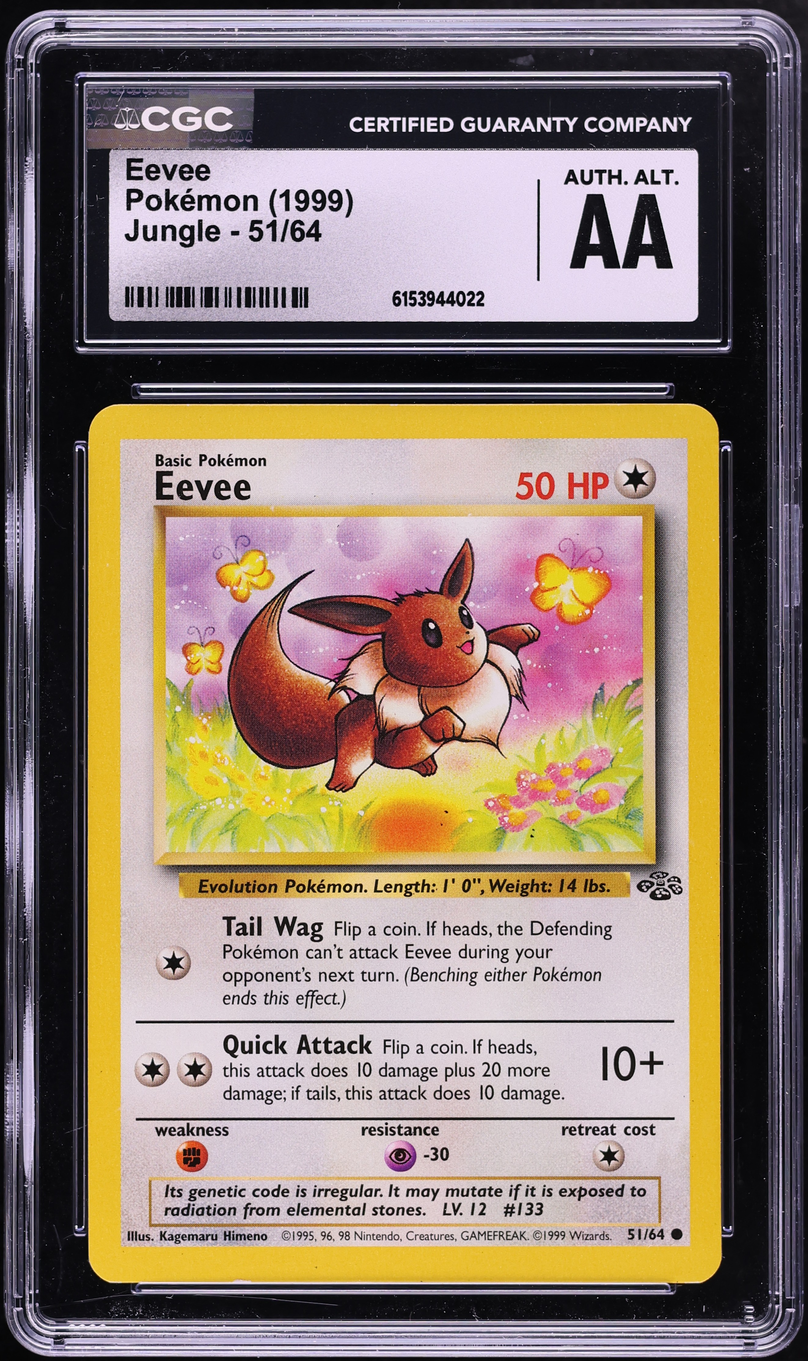 1999 Pokemon Jungle Eevee #51 CGC ALTERED AUTH